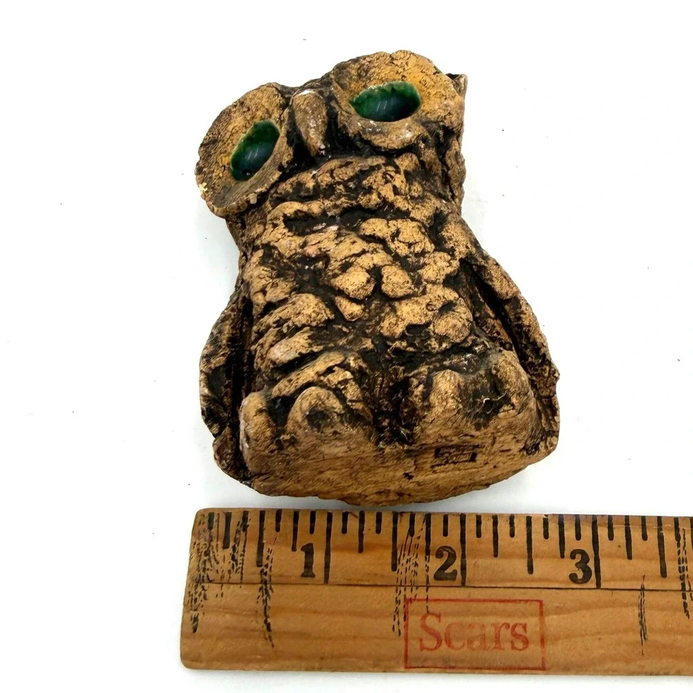 Brutalist Owl Figurine Small Brown 1970s